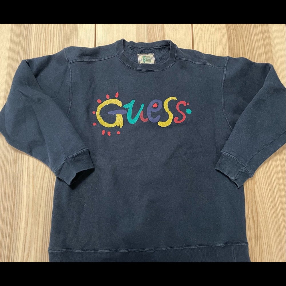 Vintage Guess Bubble Art Script Crewneck Sweater‎